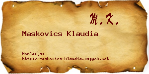 Maskovics Klaudia névjegykártya